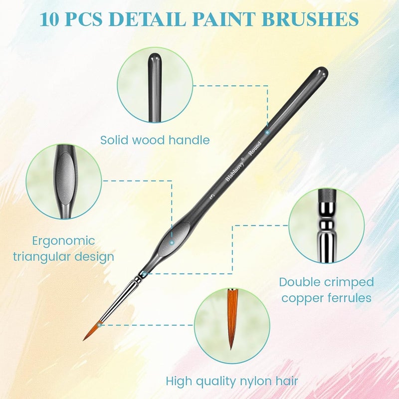 Blablaovy 12pcs Miniature Paint Brushes Drybrush Set, Detail Paint Brushes for Acrylics, Watercolor, Figurines Model, Face Painting, Piant by Number Kit for Adults - Triangular Handles (Grey) - Image 5